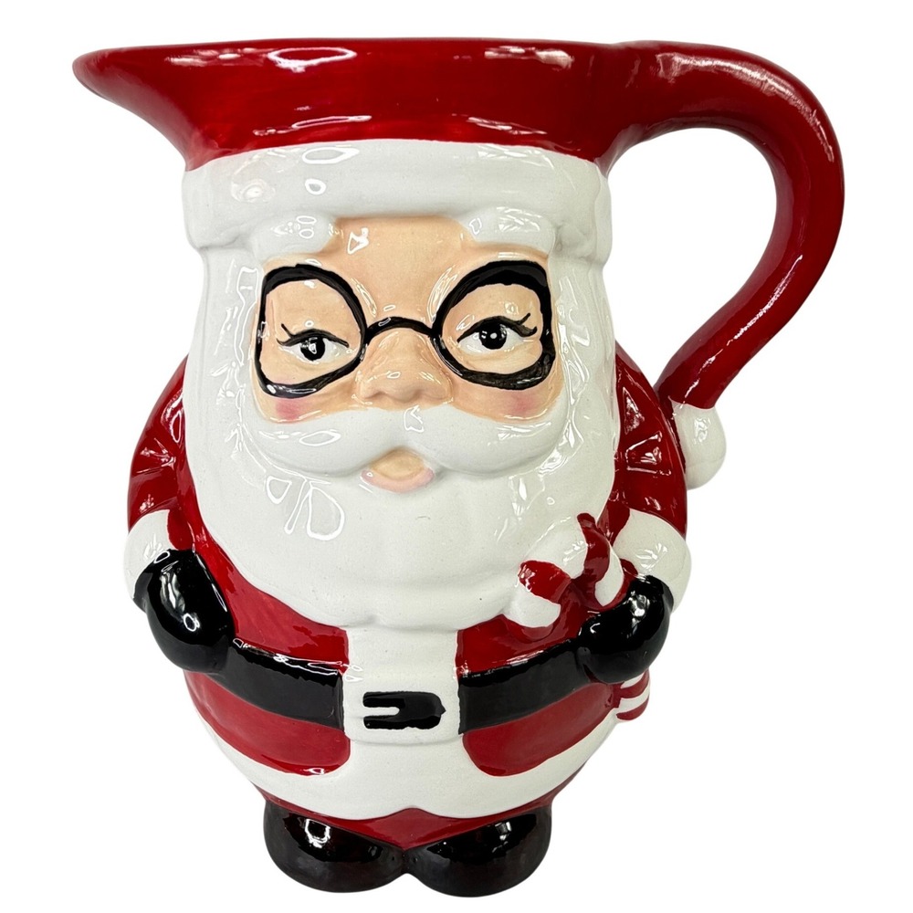 Ashland Santa Claus Pitcher Christmas Water Jug Red L Ceramic Holiday Decor
